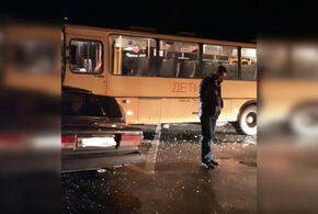 В Краснодарском крае школьный автобус с детьми попал в аварию